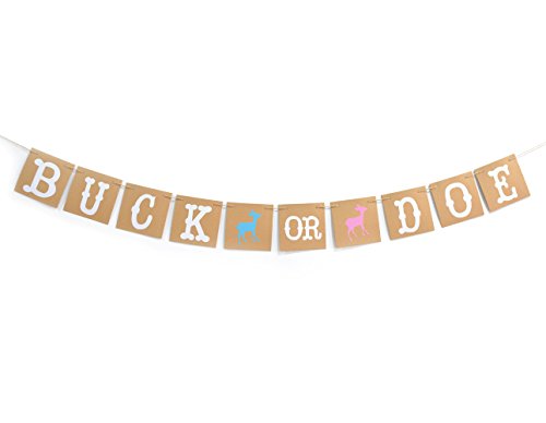 Qttier Buck or Doe Banner Garland for Baby Shower, Gender Reveal, Pregnancy Announcement Party