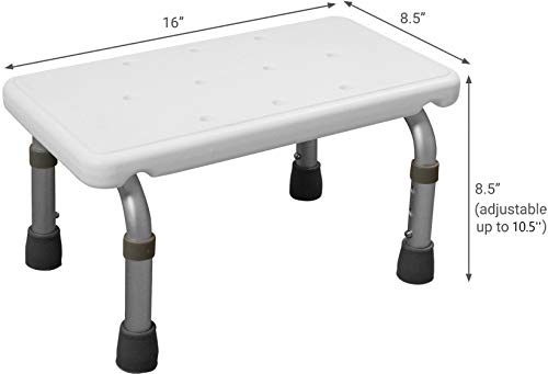 Bath Step Stool - Adjustable Foot Step for Children, Adults, Seniors, Elderly, Handicap - Heavy Duty Portable Medical Bath or Kitchen Stepping Stool by BrightCare