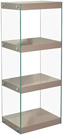 Manchester Furniture Supplies Moda High Gloss Glass Display Shelving Unit Medium (Mink Grey)