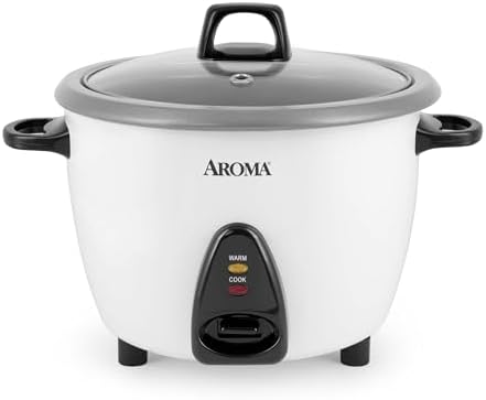 AROMA Rice Cooker, 10-Cup (Uncooked) / 20-Cup (Cooked), Steamer, Auto Keep Warm, Soup Maker, Oatmeal Cooker, Large Rice Cooker, 5 Qt, White, ARC-360-NGP
