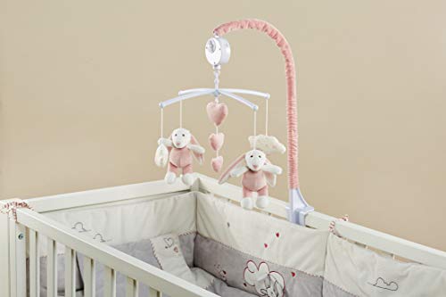 Baby Brielle Girl Bunny Musical Soother Crib and Bassinet Nursery Room Mobile Set