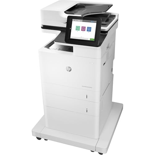 HP LaserJet Enterprise MFP M635fht Monochrome All-in-One Printer with built-in Ethernet, 2-sided printing, extra paper tray & wheeled stand (7PS98A),White