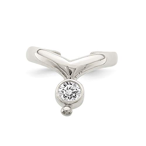 925 Sterling Silver Solid Cubic Zirconia Dangle Toe Ring Jewelry Gifts for Women