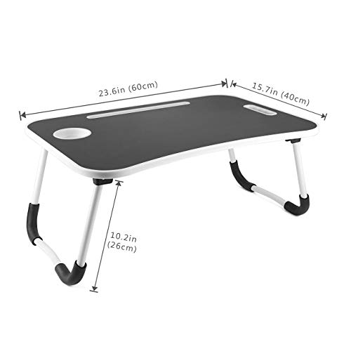 Laptop Tray Table with Foldable Legs, Wood Bed Breakfast Tray, Smartphone Tablet Laptop Desk for