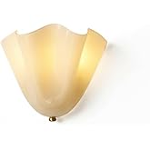 wssdhyy French Vintage Shell Wall Sconce, Mid-Century Elegant Scalloped Glass Shade Bedroom Headboard Light Fixture with H65 