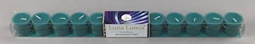 Luna Lumia Stunning Set of 24 Quality Scented T-Lights in Clear Cups - 1.5" - Perfect Holidays TeaLight Candles, The ideal Holiday Gift - In Nice Gift Box (Teal)
