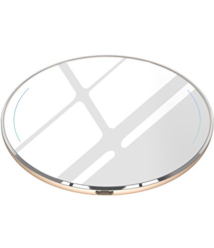 TOZO for iPhone X Wireless Charger, [Ultra Thin] Aviation Aluminum [Sleep-friendly] Wireless Fast Charging Pad for iPhone X / 10 / 8 / 8 Plus, Samsung Galaxy S8, S8+, Note 8 [Gold] - NO AC Adapter