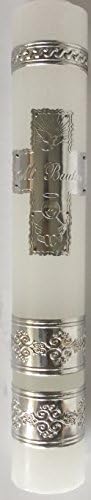 Madison Mi Bautizo Christening Baptism Candle, Silver, 10"
