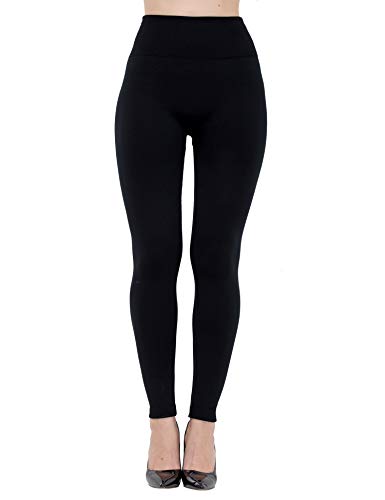Dimore Womens Fleece Lined Leggings High Waist-Stretch Leggings Pants Thick Tights (Black/1P)