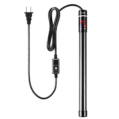 LISSION Aquarium Heater Submersible Tank Heater Digital LED Display Titanium Alloy 500W
