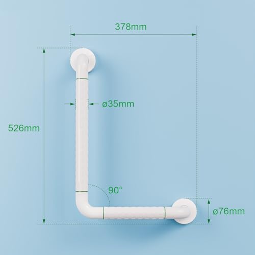 KULACO Grab Handles for Seniors, Stainless Steel Shower Handle, Safety Non-Slip Handle, 45 x 30 cm, L-Shaped Safety Handle, for Toilet, Bathroom, Bathtub, Handrail
