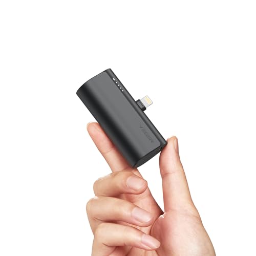 Mini Power Bank Portátil PD 22.5W para iPhone Lighting con Cable Integrado,Batería Portátil Inalámbrico Carga Rápida Banco de Energía 5000 mAh Compatible con iPhone 14/13/12/11/X ¡Idea de regalo