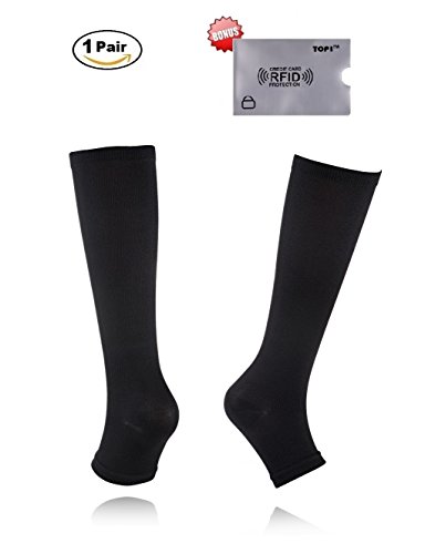 Open toe compression knee high anti-fatigue sock calf s…