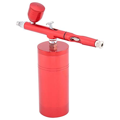 Cafopgrill Mini Airbrush Air Compressor Kit, 0.3mm Multi-Purpose Dual Action Nozzle Paint Spray Gun Set 7CC Capacity for Paint Art Tattoo Nail Design, Red