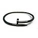 Stainless Steel Nail Style Love Black Bangle Bracelet Oval High Polish , Fits 7.5inch Wrists