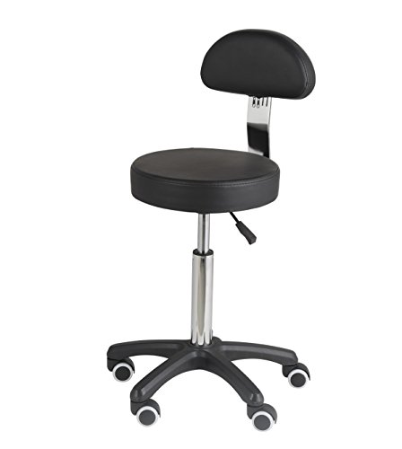 Studio Stool Chair Adjustable Swivel Rolling for Home Office Work-Benches Lab Hospital Kitchen Stool with Back Support Larger Cushioned Seat