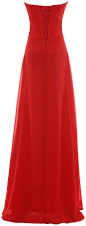 Women's Long Prom Dresses Beaded Chiffon A Line Sweetheart Evening Gowns