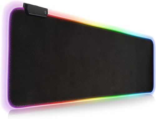 SKY-TOUCH RGB Gaming Mouse Pad, Extra Large Soft Led Extended Mouse pad, anti-slip Rubber Base Computer Keyboard Mat, Black