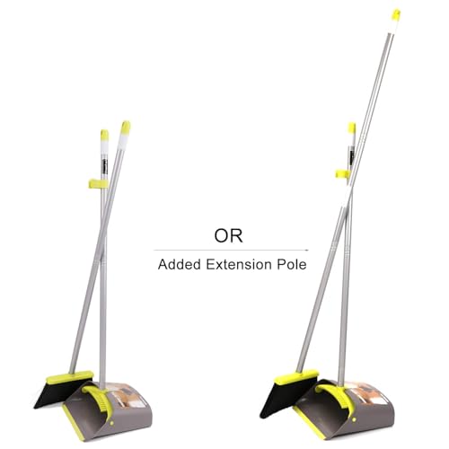 TreeLen Broom and Dustpan with Long Handle for Office and Home, Vertical Use for Cleaning 3