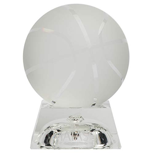 Matashi Crystal Paperweight for Desk with Etched Basketball Ornament with Lighted Trapezoid Base Gift for Kids Students Teachers Classmate Birthday Thanksgiving