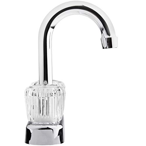 Dura Faucet DF-PB150A-CP RV Bar Faucet with Crystal Acrylic Knobs - 6-inch Spout (Chrome)