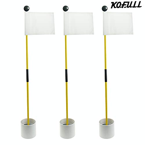Kofull Detachable Backyard Practice Golf Hole Pole Cup Flag Stick, (3 Sets) Nylon Golf Putting Green Flagstick with Cup for Yard (3cups, 3flags and 3poles) (White) - Thumbnail 7