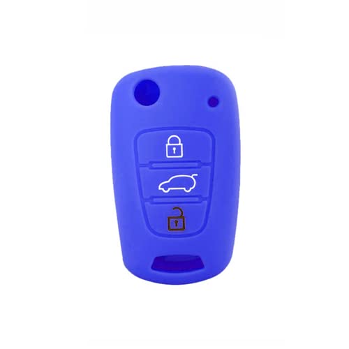3 Buttons Remote Control Key Cover Car Key Cover Compatible With Hyundai I20 - I30 - IX20 - IX35 - Elantra (Blue, COVER)