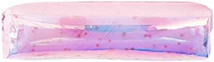 SUKEQ Transparent Pencil Case for Girls, Clear Rainbow Pen Bag Stationery Pouch Travel Cosmetic Makeup Bag Coin Purse for Women (pink)