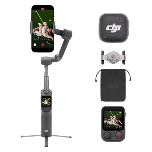 DJI Osmo Mobile 8P Vlog Combo mit Mic Mini 2 Sender, 360°-Schwenk Smartphone Gimbal-Stabilisator, Fernsteuerung, Natives Tracking, Verlängerungsstab &