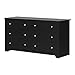 South Shore 3170010 Vito Collection 6-Drawer Double Dresser, Black with Matte Nickel Handles, Pure Black primary