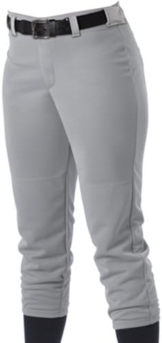 Alleson AthleticGirls' Standard Belt Loop Fastpitch Pant – Five Pro-Style Fit, Moisture-Wicking & Durable Fabric, Grey, X-Large