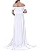 Ruici Maternity Split Front Photography Gown Off Shoulder Maxi Photos Shoot Dress for Baby Shower