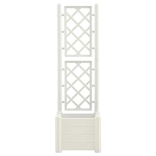 Dioche Blumenkasten 30 L Weiß Rankkasten Gartenspalier Spalier mit Pflanzkasten 43x43x142 cm Pflanzkübel für Balkon und…