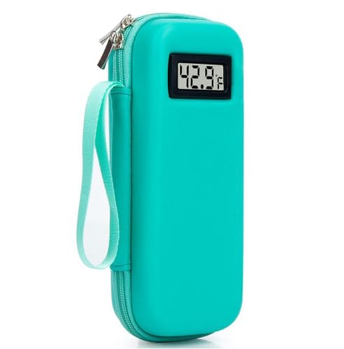Insulin Cooler Travel Case with Temperature Display: TSA Approved Medication Diabetic Cooler for Travel, Diabetes Case for Insulin Pens for Daily Use & Trip (Green)