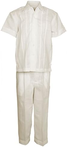 Mojito Kids Baby Boys 100% Linen Embroidery Design Shirt and Pant Set Ivory 2T