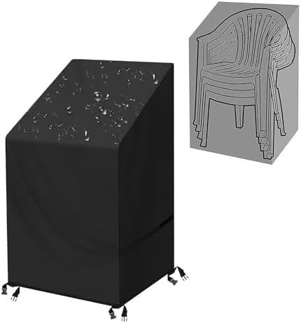 SIRUITON 2-Packs Garden Stacking Chair Cover, 420D Oxford Waterproof Breathable Reclining Pation Chair Cover-24 Months of use120x 65 x 65 / 80CM
