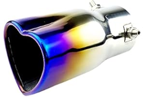 OtpOutopa Car Exhaust Tip 2.5 inch Inlet, Universal Car Exhaust Pipe Modification Tail Throat Tail Pipe Stainless Steel Muffler Tip, Adjustable Heart Shaped Car Thickened Pipe (Straight,Baked Blue)