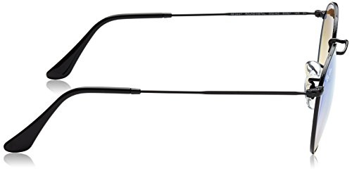 Ray-Ban ROUND METAL - SHINY BLACK Frame MIRROR GRADIENT BLUE Lenses 50mm Non-Polarized