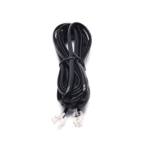 Sscon 10ft Black Telephone Landline Extension Cord Cable Line Wire with Standard RJ-11 6P4C Plug (Pack of 5)