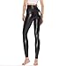 Womens Sexy Black Faux Leather Leggins Pants High Waisted Tights (L Fit Waist 30