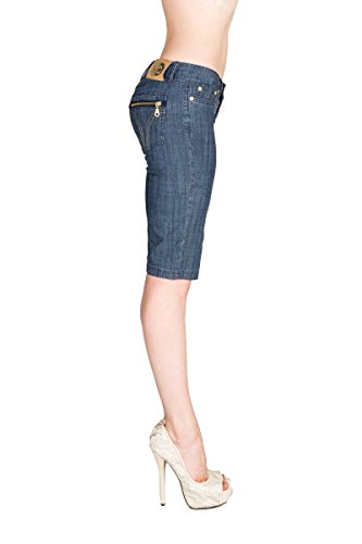 VIRGIN ONLY Women's Slim Fit Stretch Denim Bermuda Shorts (118 Denim, Size L)
