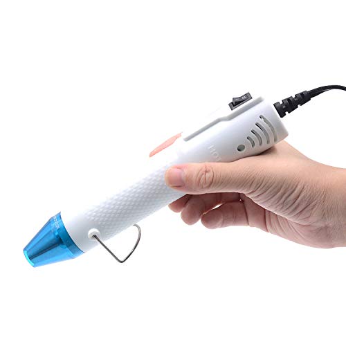 mofa Embossing Heat Gun,Hot Air Gun Tools Shrink Gun with Stand For DIY Embossing And Drying Paint Multi-Purpose Electric Heating Nozzle 130W With Heat Shrink Film,Colorful Pencil For Free(White,Blue)