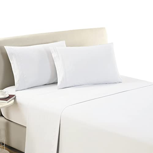 Mellanni King Flat Sheet White Hotel Luxury 1800 Bedding Cooling Top