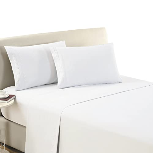 Mellanni King Flat Sheet White - Hotel Luxury 1800 Bedding Cooling Top ...