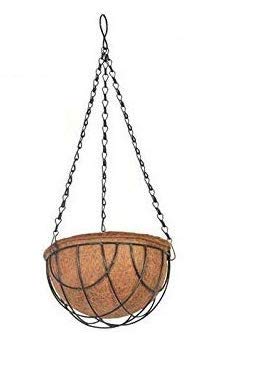 COIR GARDEN Coir Hanging Round Basket 10 INCH 1 Piece - Coco Gardening POTS with Stand - Flower POTS Hanger Garden Decoration Indoor Outdoor Water Hanging Baskets