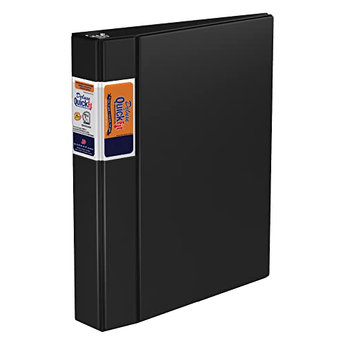 QuickFit Heavy-Duty Commercial Binder, 3-Ring D-Ring Binder, Black, 1.5 Inch