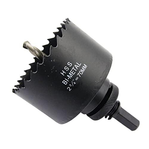 2.7inch Hole Saw 70mm LAIWEI with Heavy Duty Mandrel, HSS Hole Cutter for Metal Pipe,Wood,Sheet Metal,etc. 2 locking pins make the tool stronger and drilling easier(2-3/4"70mm) — image 1
