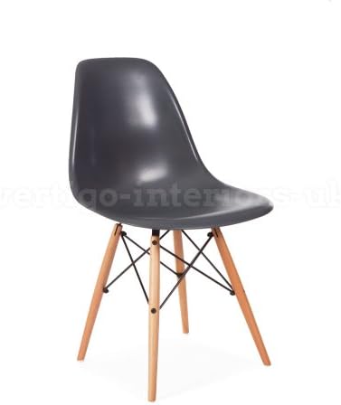 Set of 2 Premium Quality Dark Gray DSW Mid Century Modern Eiffel Wood Leg Dining Side Chair - Inspired By The Designs of Charles &amp; Ray Eames