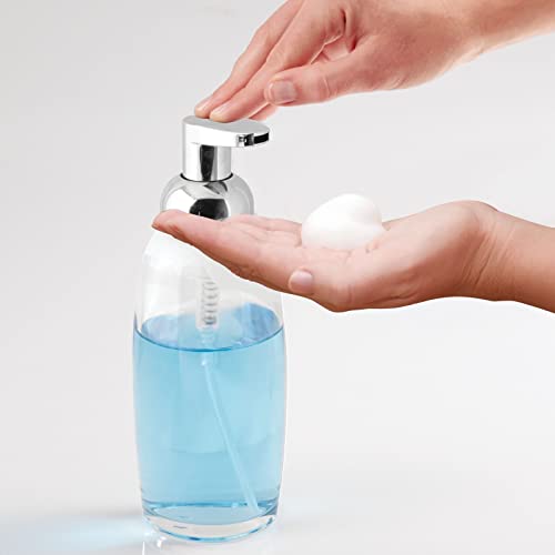mDesign Glass Refillable Foaming Soap Dispenser Pump Bottle for Bathroom Vanity Countertop