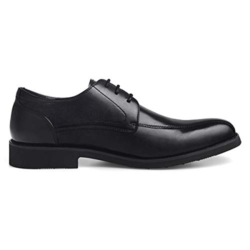 Men's Formal Derby Dress Shoes -Lace Up Oxfords Stylish Bicycle-Toe Bluchers Black 9